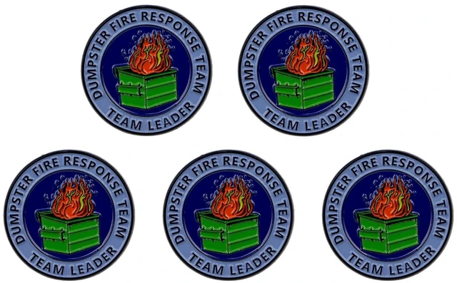 Main image of 2Pcs/5Pcs Dumpster Fire Enamel Pins Response Team Alloy Badges for Jackets Hilarious Gifts for Coworkers Team Members (5Pcs dark blue)