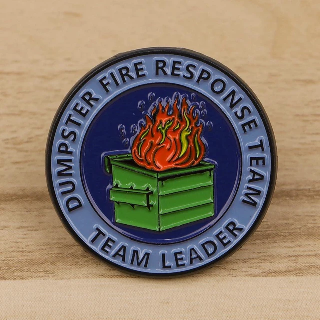Alt view image 3 of 7 - 2Pcs/5Pcs Dumpster Fire Enamel Pins Response Team Alloy Badges for Jackets Hilarious Gifts for Coworkers Team Members (5Pcs dark blue)