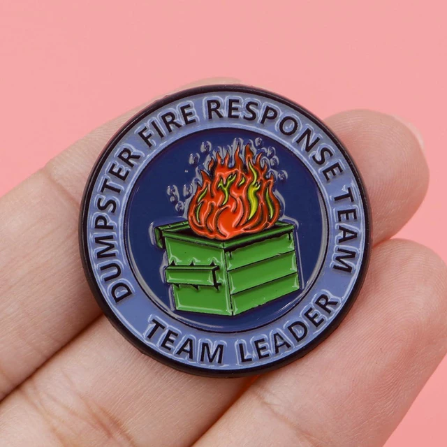 Alt view image 4 of 7 - 2Pcs/5Pcs Dumpster Fire Enamel Pins Response Team Alloy Badges for Jackets Hilarious Gifts for Coworkers Team Members (5Pcs dark blue)