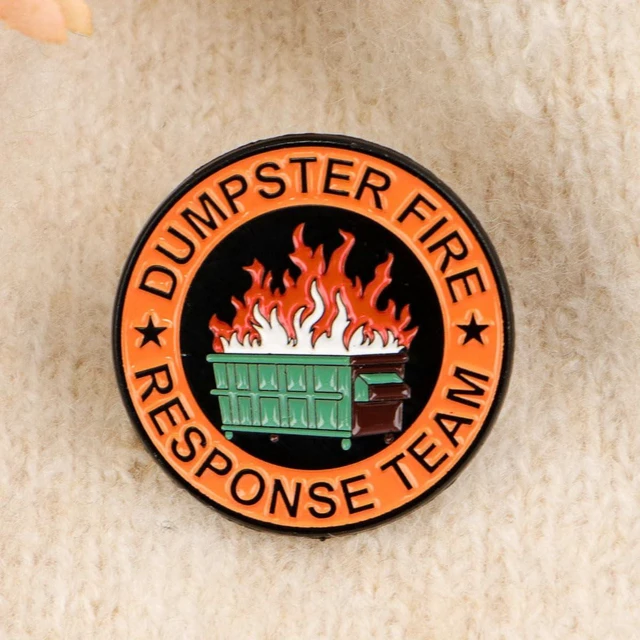 Alt view image 6 of 7 - 2Pcs/5Pcs Dumpster Fire Enamel Pins Response Team Alloy Badges for Jackets Hilarious Gifts for Coworkers Team Members (5Pcs dark blue)