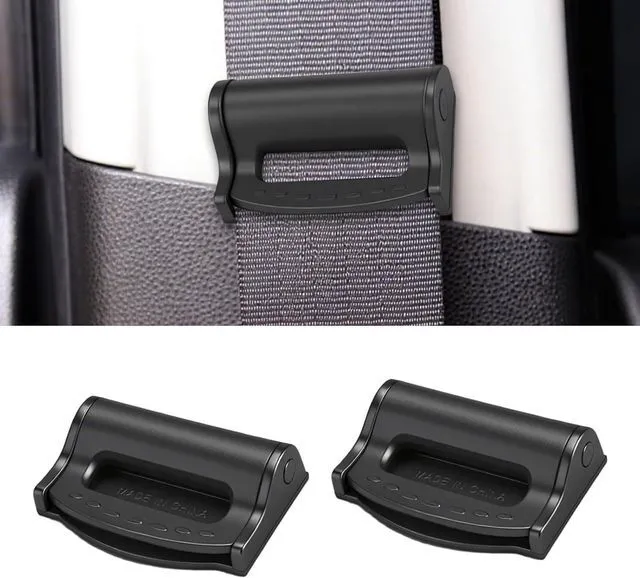 Main image of Belt Adjuster, 2Pcs Universal Seat Belt Positioner Clip, Shoulder Belt Adjuster for Enhanced Neck & Shoulder Comfort, Ideal for Adults, Kids, Teens (Black)