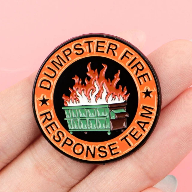Alt view image 7 of 7 - 2Pcs/5Pcs Dumpster Fire Enamel Pins Response Team Alloy Badges for Jackets Hilarious Gifts for Coworkers Team Members (5Pcs dark blue)