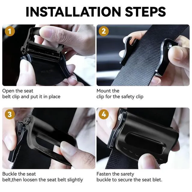 Alt view image 4 of 7 - Belt Adjuster, 2Pcs Universal Seat Belt Positioner Clip, Shoulder Belt Adjuster for Enhanced Neck & Shoulder Comfort, Ideal for Adults, Kids, Teens (Black)
