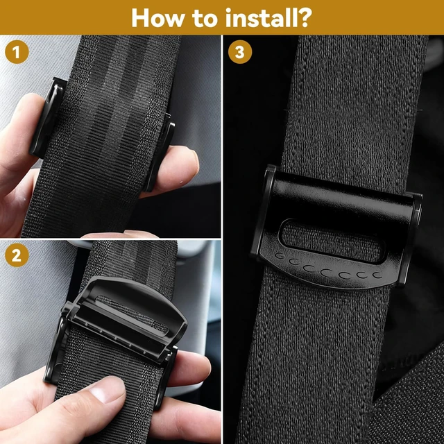 Alt view image 7 of 7 - Belt Adjuster, 2Pcs Universal Seat Belt Positioner Clip, Shoulder Belt Adjuster for Enhanced Neck & Shoulder Comfort, Ideal for Adults, Kids, Teens (Black)