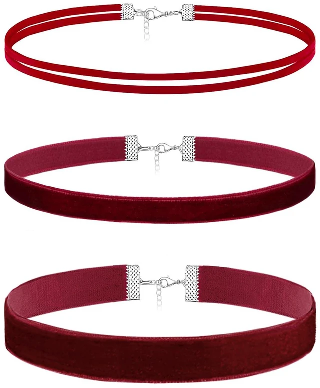 Main image of 3pcs Red Choker Necklace for Women Red Velvet Choker Set Layered Chokers Necklaces Classic Chokers for Women Adjustable Gothic Collar Necklace for Party Cosplay Christmas Birthday Jewelry Gifts-3R