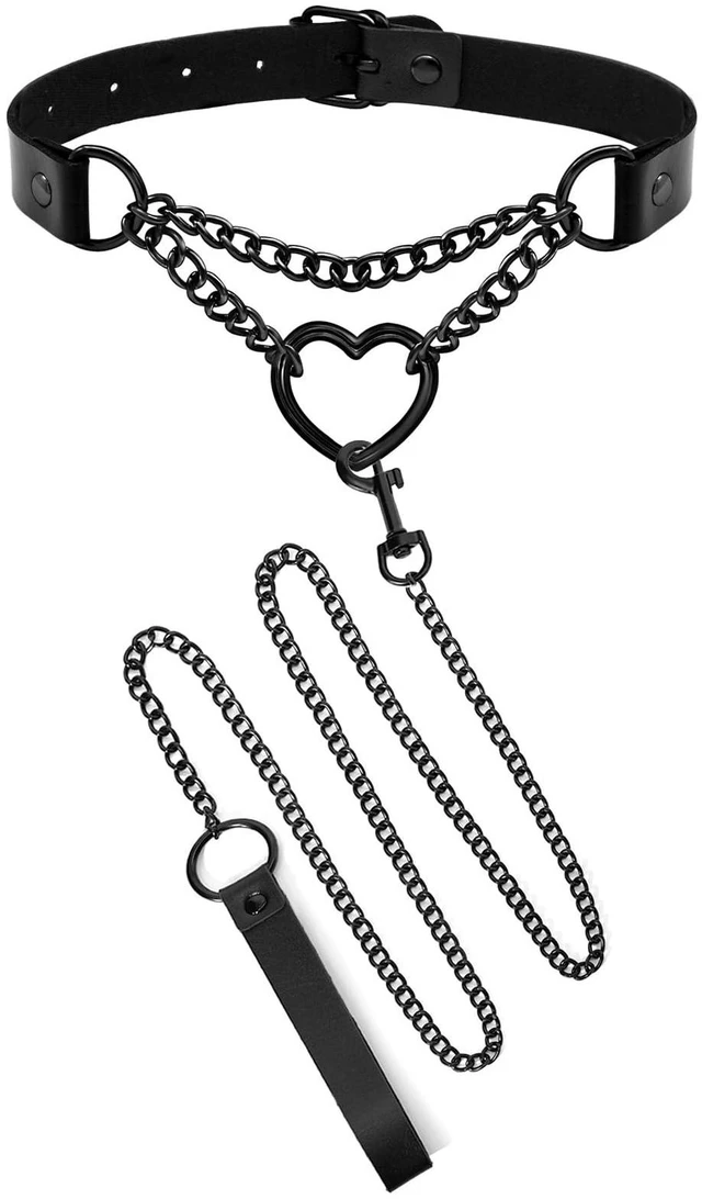 Main image of Ronglry Goth Heart Choker Necklace for Women Black Leather Choker Collar Gothic Punk Grunge Emo Chokers Necklaces Accessories Sexy Chokers Collar for Women Goth Outfits Jewelry Gift-silver heart