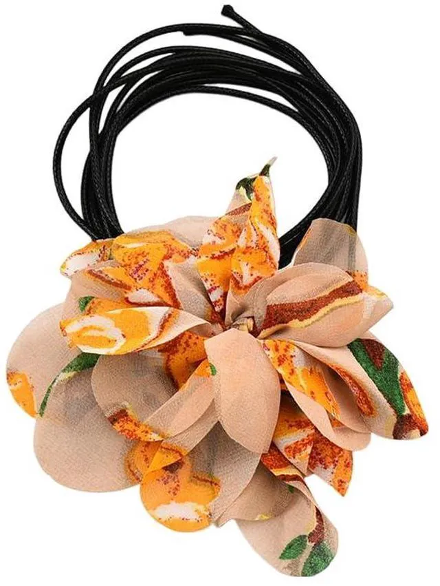 Main image of Flower Floral Choker Necklaces for Women Big Flower Collar Necklace for Women Female Artificial Neck Tie Choker for Women Female Floral Flower Necklaces Large Flower Choker Necklace for Female