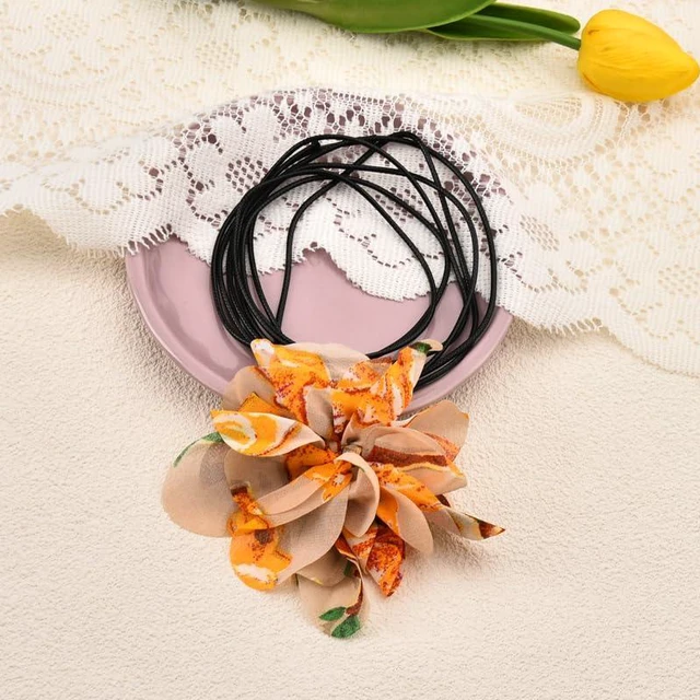 Alt view image 4 of 7 - Flower Floral Choker Necklaces for Women Big Flower Collar Necklace for Women Female Artificial Neck Tie Choker for Women Female Floral Flower Necklaces Large Flower Choker Necklace for Female
