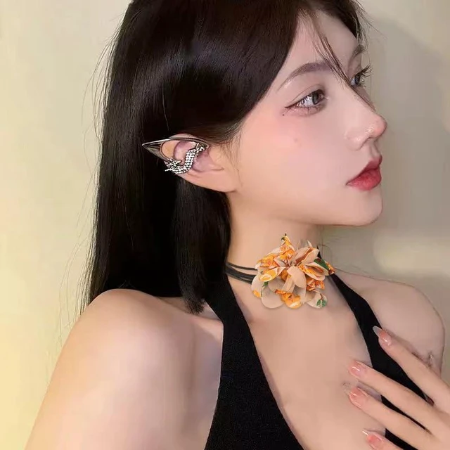 Alt view image 6 of 7 - Flower Floral Choker Necklaces for Women Big Flower Collar Necklace for Women Female Artificial Neck Tie Choker for Women Female Floral Flower Necklaces Large Flower Choker Necklace for Female