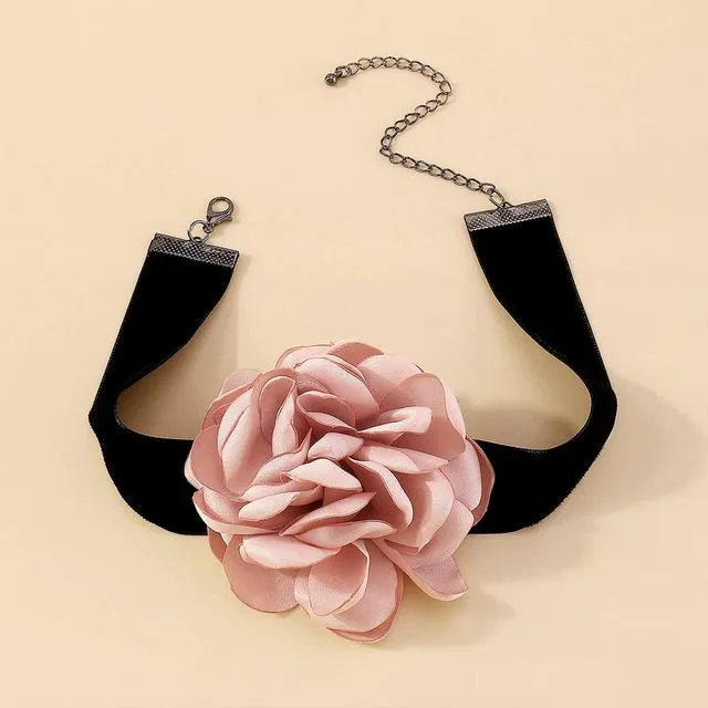 Alt view image 4 of 7 - choice of all Flower Choker Necklace for Women Pink Rose Necklaces Vintage Elegant Flower Necklace Summer Spring Floral Jewelry Accessories for Party Prom