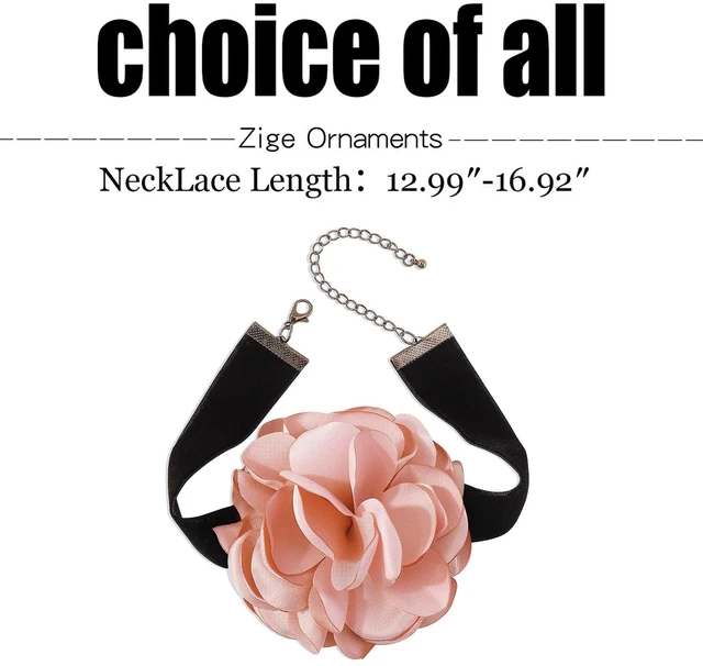 Alt view image 6 of 7 - choice of all Flower Choker Necklace for Women Pink Rose Necklaces Vintage Elegant Flower Necklace Summer Spring Floral Jewelry Accessories for Party Prom