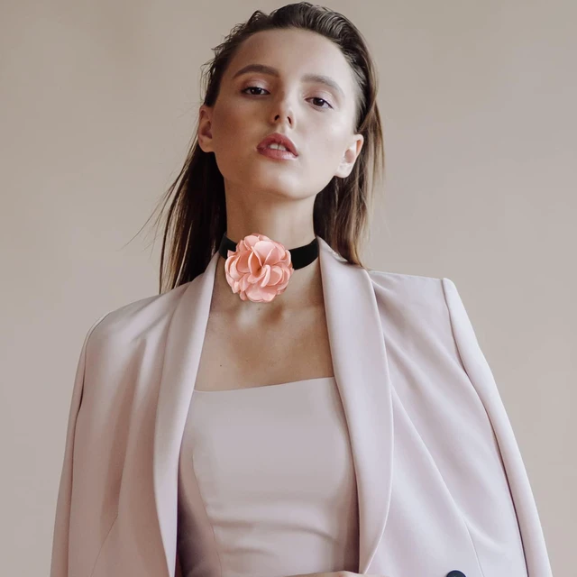 Alt view image 5 of 7 - choice of all Flower Choker Necklace for Women Pink Rose Necklaces Vintage Elegant Flower Necklace Summer Spring Floral Jewelry Accessories for Party Prom