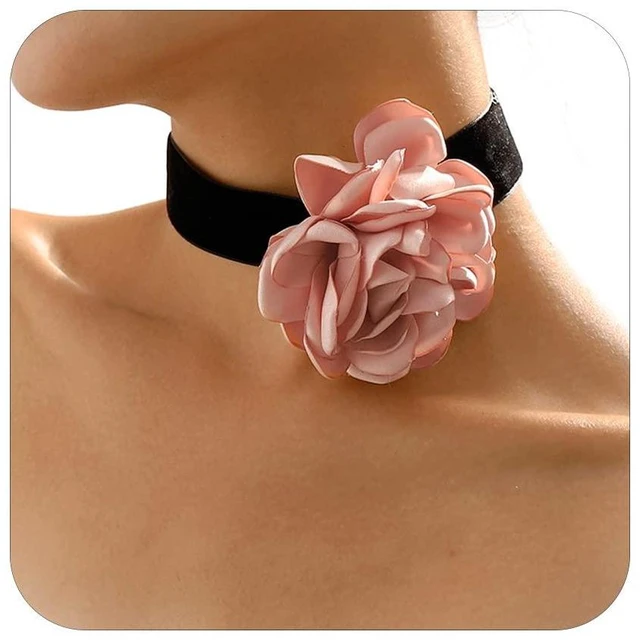 Main image of choice of all Flower Choker Necklace for Women Pink Rose Necklaces Vintage Elegant Flower Necklace Summer Spring Floral Jewelry Accessories for Party Prom