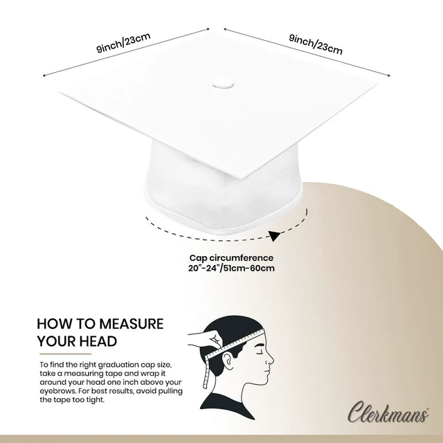 Alt view image 2 of 3 - CLERKMANS Unisex Teenager Adult Graduation Cap (White, Matte Finish)