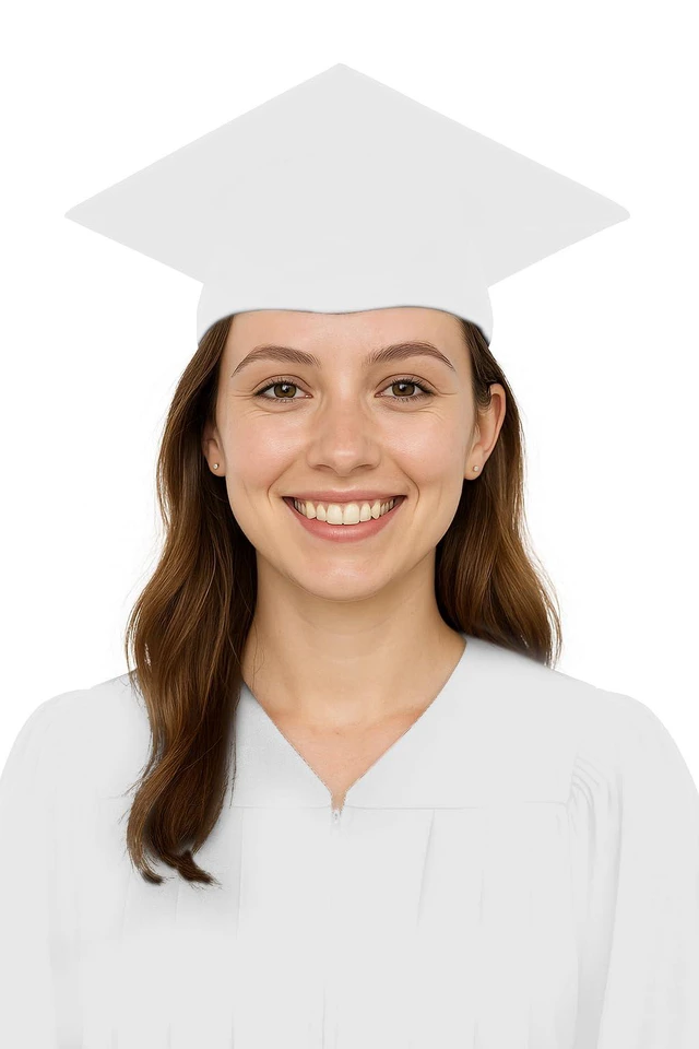 Alt view image 3 of 3 - CLERKMANS Unisex Teenager Adult Graduation Cap (White, Matte Finish)