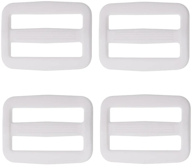 Main image of Plastic Tri-glide Slides Button Fasteners Adjustable Webbing Triglides Slider Buckle Replacement for Belt Strap Backpack Bags Sewing DIY Craft Accessories, 4PCS (White, 1Inch)