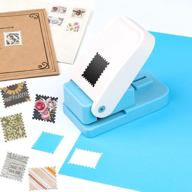 Main image of 1x0.8inch Rectangular Postage Stamp Punch, Stamp Shape Hole Puncher for Crafts, Portable Lever Action Rectangle Scalloped Edge Paper Craft Punches for Crafting DIY Scrapbooking, Card Making Handmade