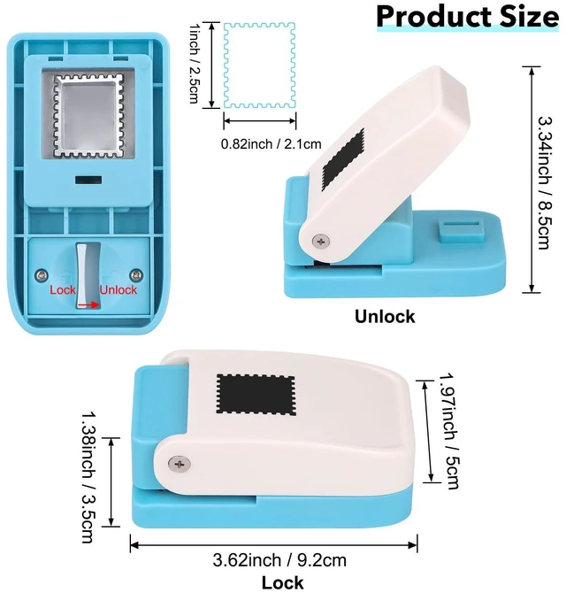 Alt view image 3 of 7 - 1x0.8inch Rectangular Postage Stamp Punch, Stamp Shape Hole Puncher for Crafts, Portable Lever Action Rectangle Scalloped Edge Paper Craft Punches for Crafting DIY Scrapbooking, Card Making Handmade