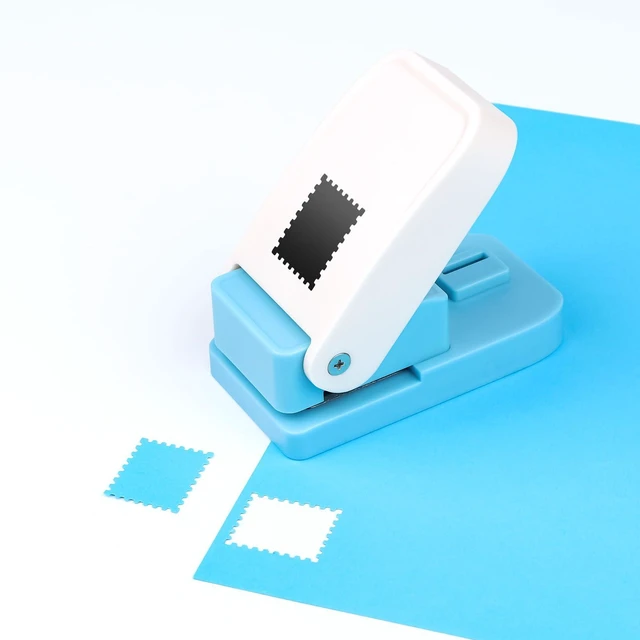 Alt view image 7 of 7 - 1x0.8inch Rectangular Postage Stamp Punch, Stamp Shape Hole Puncher for Crafts, Portable Lever Action Rectangle Scalloped Edge Paper Craft Punches for Crafting DIY Scrapbooking, Card Making Handmade
