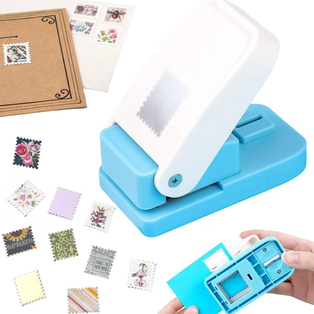 Main image of Stamp Puncher, Stamp Punch, Postage Stamps Punch, 1X0.8inch Rectangular Stamps Cutout Punches, Lever Paper Punches for Crafting, Square Craft Hole Puncher for Paper Crafts DIY Scrapbooking Journaling