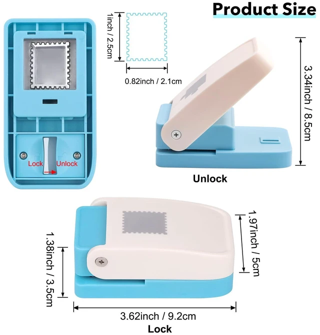 Alt view image 3 of 7 - Stamp Puncher, Stamp Punch, Postage Stamps Punch, 1X0.8inch Rectangular Stamps Cutout Punches, Lever Paper Punches for Crafting, Square Craft Hole Puncher for Paper Crafts DIY Scrapbooking Journaling