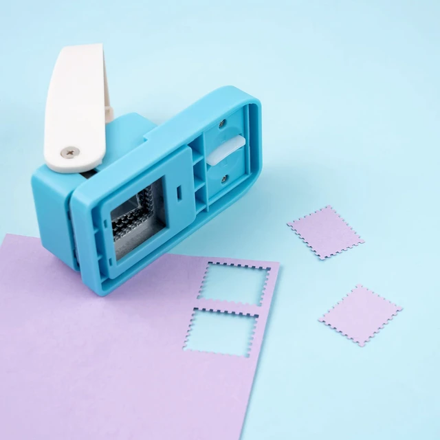 Alt view image 6 of 7 - 1x0.8inch Rectangular Postage Stamp Punch, Stamp Shape Hole Puncher for Crafts, Portable Lever Action Rectangle Scalloped Edge Paper Craft Punches for Crafting DIY Scrapbooking, Card Making Handmade
