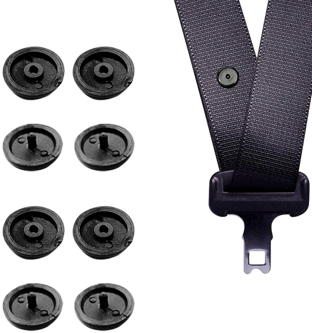 Main image of 4 Set Car Seat Belt Button Stop, Snap-on Installation Seatbelt Stopper Kit, Prevent Seat Belt Clip from Sliding Down, Universal Replace Accessaries for Most Cars Trucks (Black)