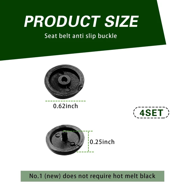 Alt view image 2 of 6 - 4 Set Car Seat Belt Button Stop, Snap-on Installation Seatbelt Stopper Kit, Prevent Seat Belt Clip from Sliding Down, Universal Replace Accessaries for Most Cars Trucks (Black)
