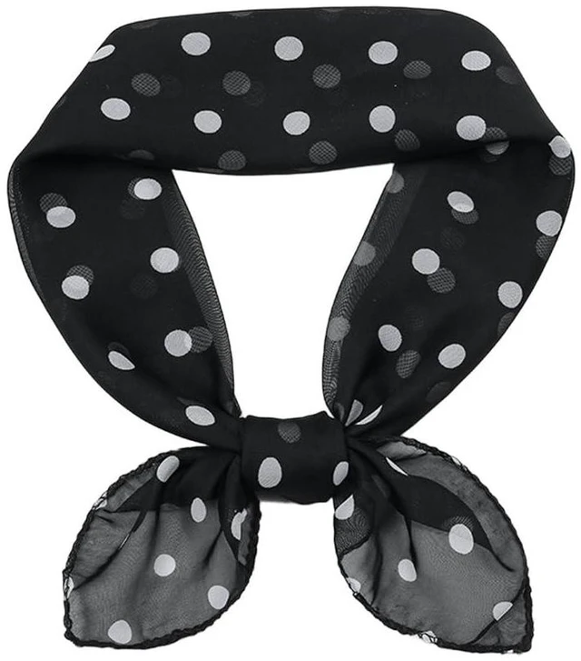 Main image of Polka-Dot Chiffon-Sheer-Square Neck-Head-Scarf Women Halloween-Costume