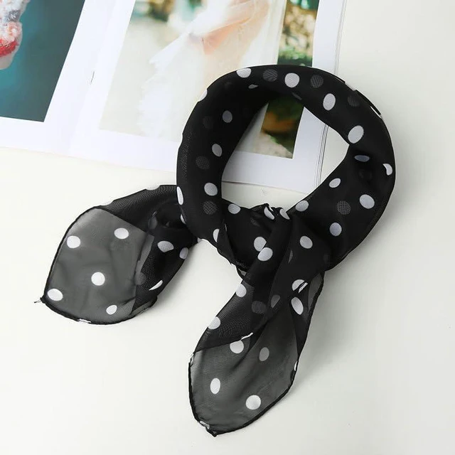 Alt view image 4 of 6 - Polka-Dot Chiffon-Sheer-Square Neck-Head-Scarf Women Halloween-Costume