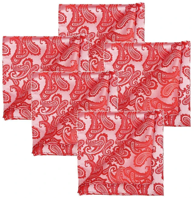 Main image of 5 PCS Coral Reef Pocket Square Paisley Wedding Hankies Set