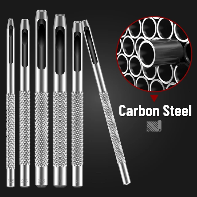 Alt view image 3 of 7 - Hollow Leather Hole Punch Set, 6 pcs, Steel, Leather Hole Punch Tool, Leather Punch Tool, Hole Punch for Leather Punch Set, Hollow Punch Set, Gasket Hole Punch Set, Hollow Hole Punch Set