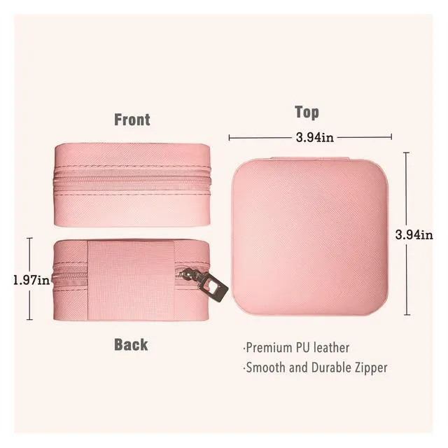 Alt view image 5 of 6 - Jemjosh Small Travel Jewelry Box, Portable Mini Jewelry Leather Box Jewelry Ring Organizer Case Storage Holder Gift Boxes for Girls Women, Pink