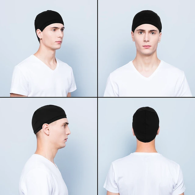 Alt view image 4 of 7 - 2 Pcs Wave Silky Stocking Caps for 360 540 723 Waves - Compression Stain Caps Ideal Gifts for Christmas Thanksgiving Father's Day (Black)