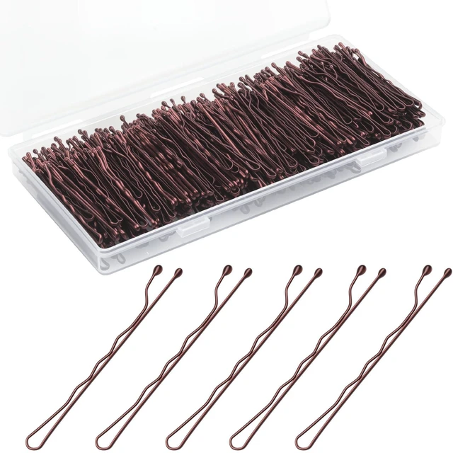 Main image of 300 Pcs Bobby Pins Brown for Women and Girls, Reusable Invisible Wave Non Slip Brown Hair Pins, 2Inches Bulk With Storage Box
