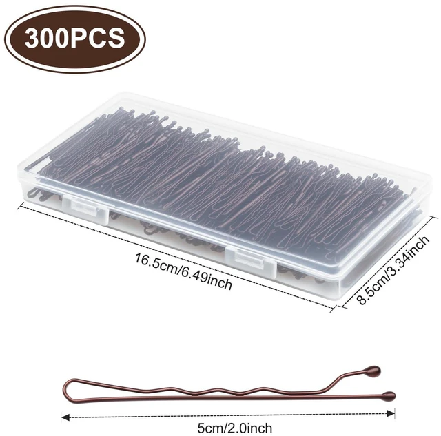 Alt view image 2 of 7 - 300 Pcs Bobby Pins Brown for Women and Girls, Reusable Invisible Wave Non Slip Brown Hair Pins, 2Inches Bulk With Storage Box