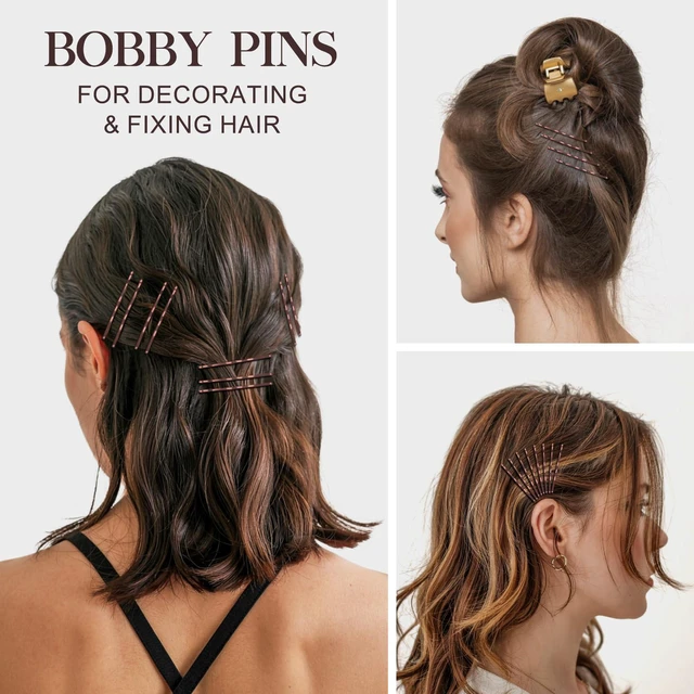 Alt view image 4 of 7 - 300 Pcs Bobby Pins Brown for Women and Girls, Reusable Invisible Wave Non Slip Brown Hair Pins, 2Inches Bulk With Storage Box