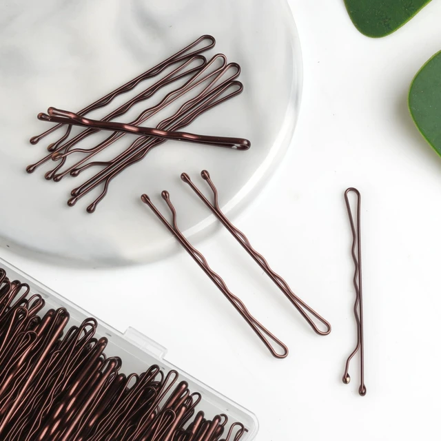 Alt view image 5 of 7 - 300 Pcs Bobby Pins Brown for Women and Girls, Reusable Invisible Wave Non Slip Brown Hair Pins, 2Inches Bulk With Storage Box