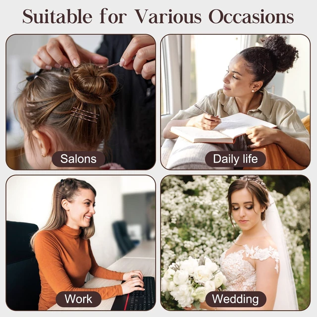 Alt view image 7 of 7 - 300 Pcs Bobby Pins Brown for Women and Girls, Reusable Invisible Wave Non Slip Brown Hair Pins, 2Inches Bulk With Storage Box