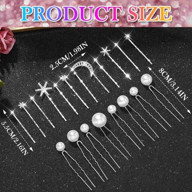 Alt view image 6 of 7 - BARTOSI Star Hair Clips Silver Pearl Bridal Hair Pins Rhinstone Moon Decorative Bobby Pins Hair Accessories for Women and Girls (Pack of 20)