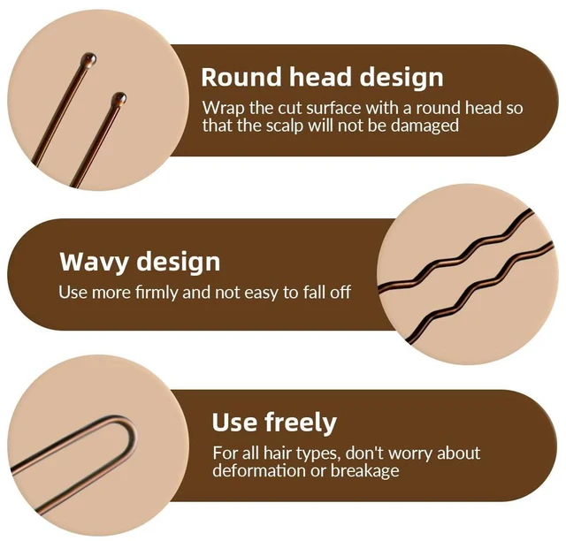 Alt view image 3 of 7 - 100 PCS Invisible Wave Hairgrip U Shaped Hair Pins Kit Large Heavy Duty Crinkled Hair Pins for Women and Ballet Bun with Box (2.4 in, Brown)
