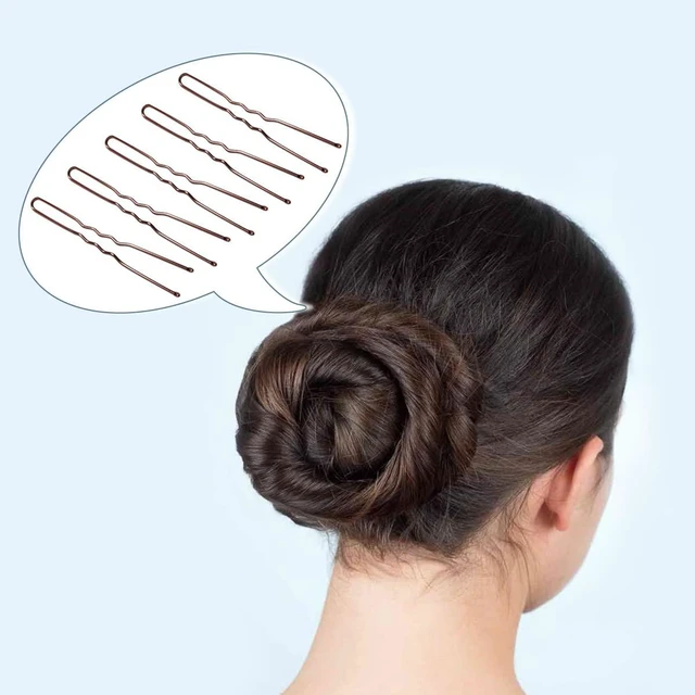 Alt view image 4 of 7 - 100 PCS Invisible Wave Hairgrip U Shaped Hair Pins Kit Large Heavy Duty Crinkled Hair Pins for Women and Ballet Bun with Box (2.4 in, Brown)