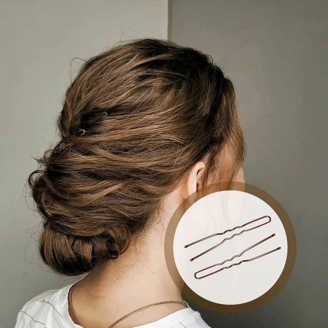 Alt view image 5 of 7 - 100 PCS Invisible Wave Hairgrip U Shaped Hair Pins Kit Large Heavy Duty Crinkled Hair Pins for Women and Ballet Bun with Box (2.4 in, Brown)