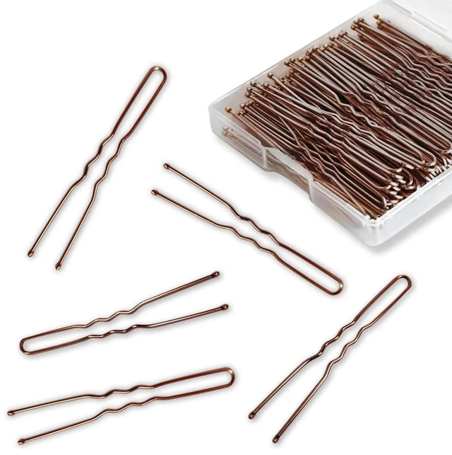 Alt view image 7 of 7 - 100 PCS Invisible Wave Hairgrip U Shaped Hair Pins Kit Large Heavy Duty Crinkled Hair Pins for Women and Ballet Bun with Box (2.4 in, Brown)