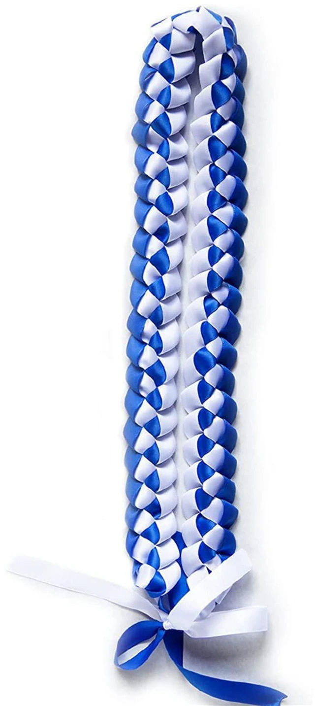 Main image of Caiyao Graduation Braided Honor Rope Leis Ribbon Necklace for Women Men Boyfriend Girlfriend Sister Handmade Adjustable Chunky Choker Necklace Congratulation Jewely Graduation Gift-A blue