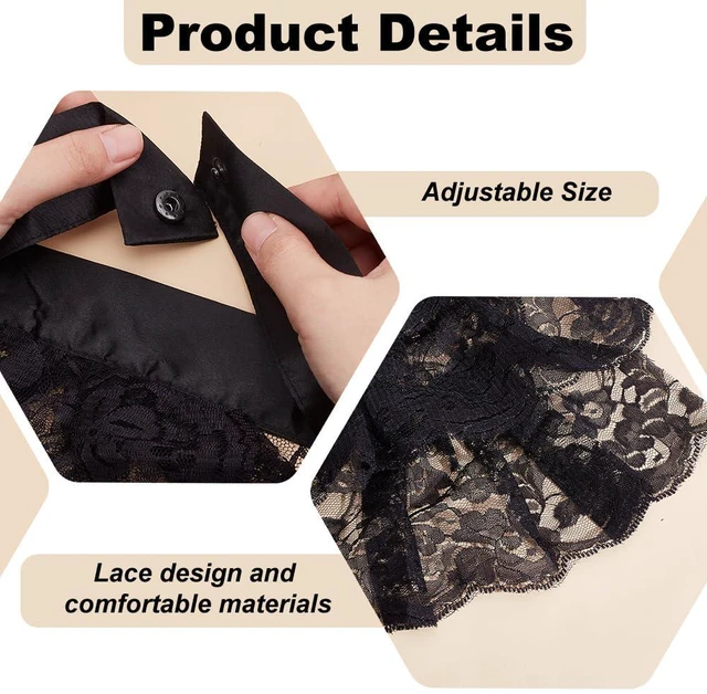 Alt view image 4 of 5 - 2Pcs Black Jabot Collar Lace Jabot Necktie Ruffled Detachable Collar White Colonial Collar Costume Accessory for Women Men Outfits Cosplay Fancy Dress