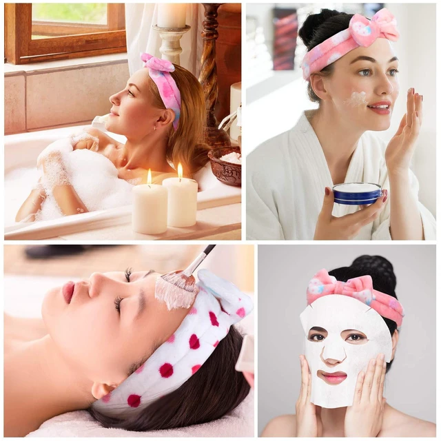 Alt view image 7 of 7 - 3 Pcs Bowtie Headbands for Washing Face Makeup, Bright Patterns | Soft Microfiber Terry Cloth, Elastic Spa Hair Band, Skincare Keeps Strands off During Routines, Comfortable Stretch
