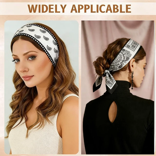 Alt view image 5 of 7 - 4PCS Satin Head Scarf for Women, Neck Hair Purse Handbag Accessory Fashion Versatile Thin Long Strip Scarf