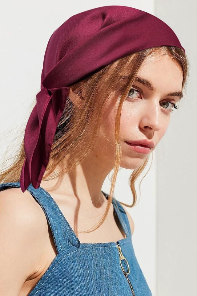 Alt view image 3 of 7 - 27.5 Inches Silk Head Scarf for Women Satin Hair Bandana Square Wrap | Square Western Headscarf Bandanas Boho, Securely Styling a Neck Hair Wrap for Sleeping Braids