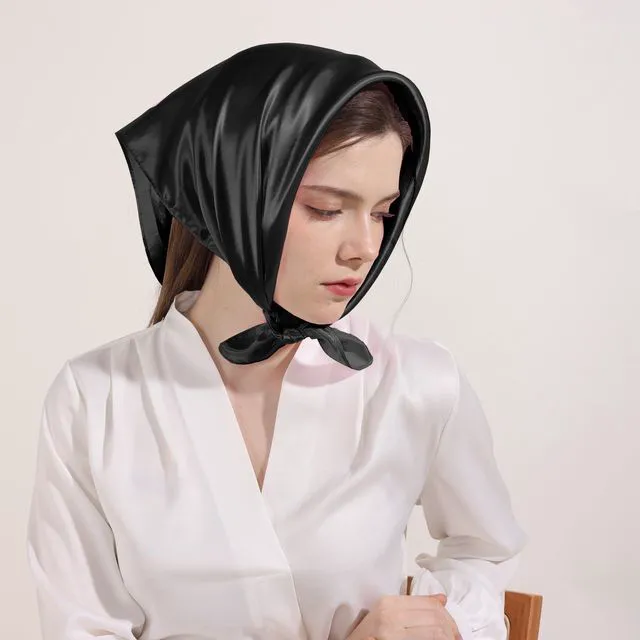 Alt view image 4 of 6 - Women Satin Neck Scarf Square Handkerchief for Halloween Retro Costume Accessory (Black)